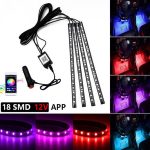 4xCar 18LEDs RGB Interior Atmosphere Music Control Strip Lights
