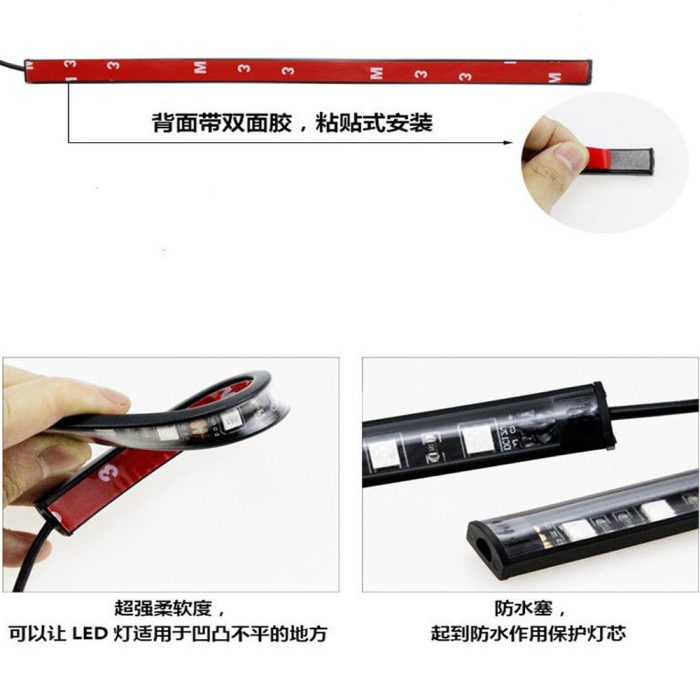 4xCar 18LEDs RGB Interior Atmosphere Music Control Strip Lights - Image 3