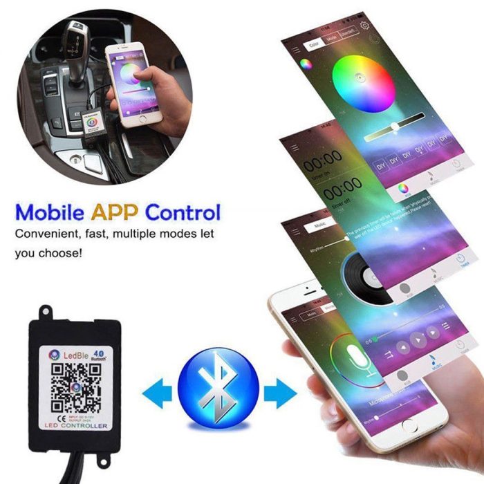 4xCar 18LEDs RGB Interior Atmosphere Music Control Strip Lights - Image 5