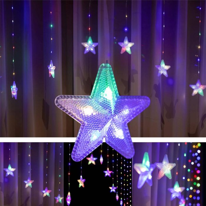 Toby's New Star Curtain Lights for Bedroom -12 Stars 138 RGB LED Window Lights with 8 Lighting Modes Fairy Twinkle Lights Connectable Waterproof Ramadan Decoration (RGB) - Image 3