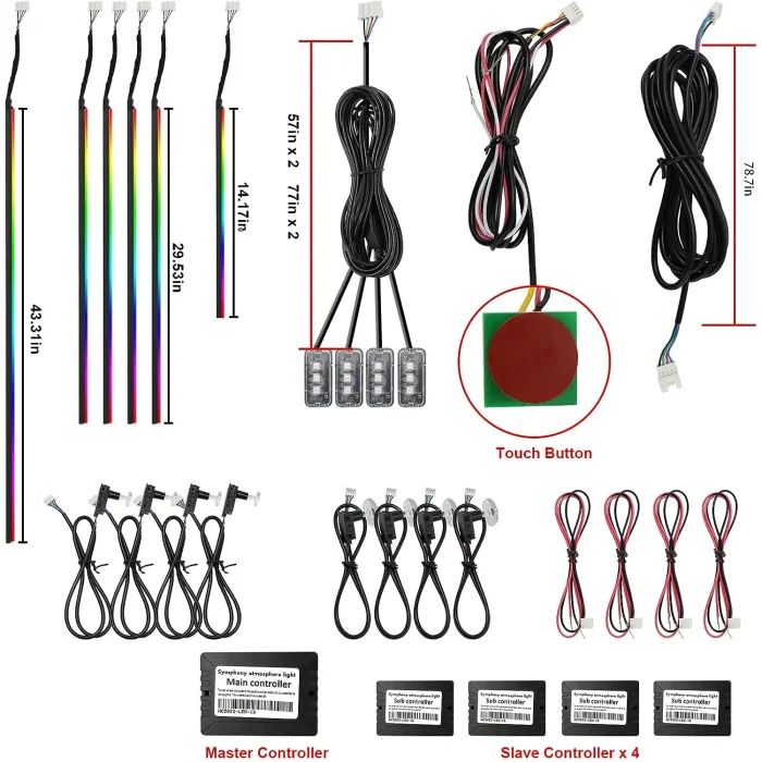 Toby's Dream color Acrylic Interior Car LED Strip 18 in 1 Light with Wireless APP RGB LEDs Fiber Optic Ambient Lighting Kits 16 Million Colors Sound Active Function Car Neon Lights - Image 5