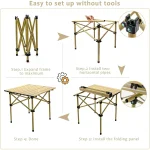 Tobys Portable Camping Table Lightweight Folding Camping Table with Carry Bag Ultralight Outdoor Folding Table Picnic Hiking Fishing Beach Khaki - Image 5