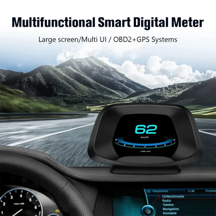 Car P19 HUD Head Up Display OBD2 GPS Additional Meter, Multi-Functional, Water Thermometer, RPM, Boost Meter, Car Voltmeter, OBDII - Image 5