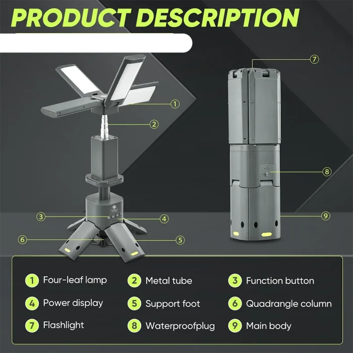 Toby's New CPL-T21 Telescopic Camping Lights Rechargeable 14000mAh, LED Collapsible Camping Lantern Portable with RGB/SOS Light and Magnetic Base IPX5 Waterproof for Hiking Camping Emergency - Image 4