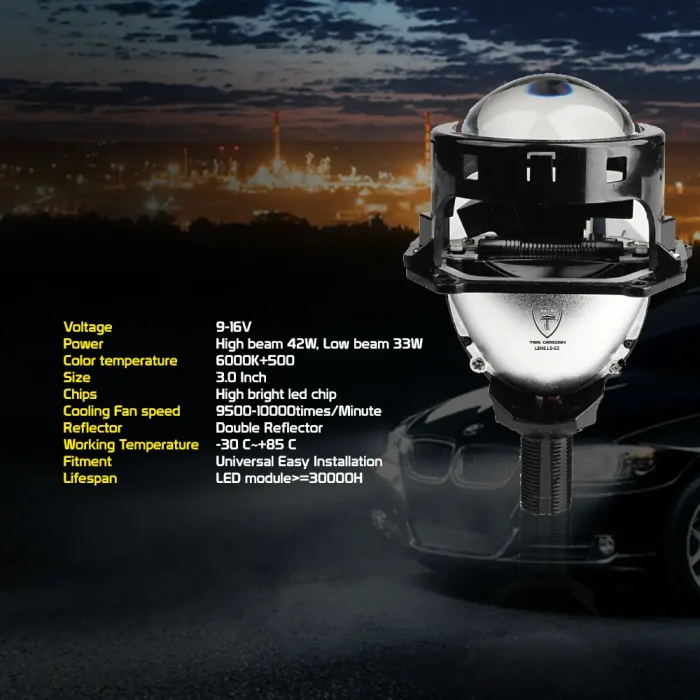 Tobys Lens LS-02 3 Inch Bi LED Projector 84watts/Pair power with 6000K Color Temperature Car Headlight - Image 6