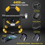 Toby's Magnetic Base 6000 Lumen Work Light, 10 Hours Long Lasting 360?Rotating 7000K Warm Rechargeable Work Light, Folding Waterproof Led Work Light for Flood Light Job Site Car Inspection Camping Emergency - Image 3