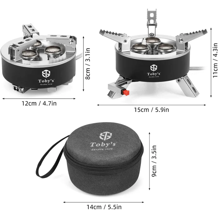 Toby's 6800W Camping Gas Stove Folding 3 Burners Piezo Ignition Backpacking Stove Outdoor Cooking Stove Furnace for Camping Hiking Picnic Emergency - Image 10