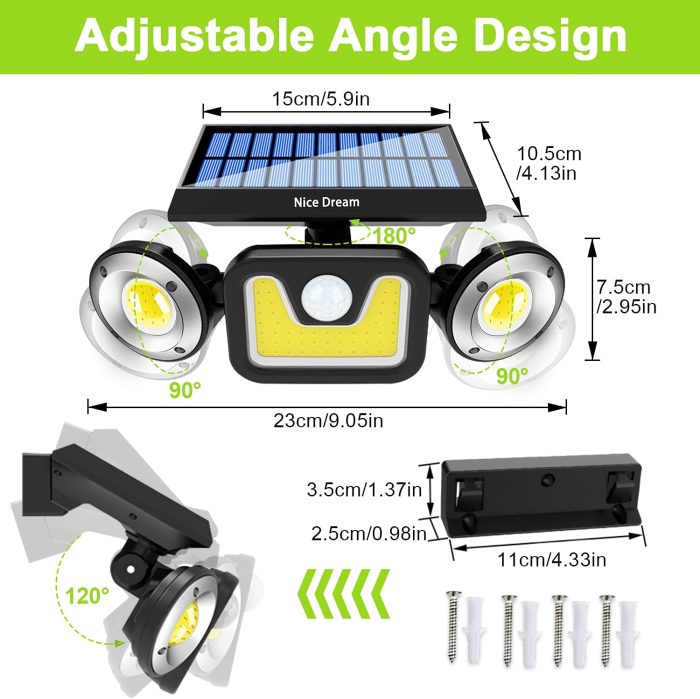 Tobys Solar Light Security Lights Outdoor Motion Sensor Light IP65 Waterproof Flood Light Rotatable Wall Light Spotlight Solar Powered for Garden Garage Patio Yard Pathway Porch - Image 7