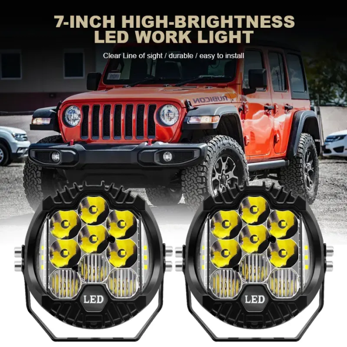 Toby's 7 inches 60W Dual Side Shooter LED Work Light Combo Light Floodlight Spotlight With Angle Eye, 6000Lm Lumens with Aluminum Die-Cast Housing Material - Image 7