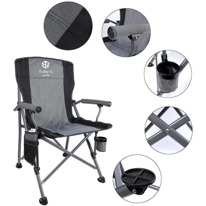 Tobys Set of 4 Folding Chairs With Folding Table - Lightweight Outdoor Camping Chair Table Set With Carry Bag Perfect For Outdoor - Image 5