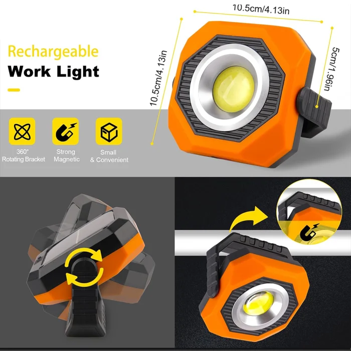 TBS DESIGN BV-12 Portable Solar LED Work Light Hanging Hook 3 Lighting Modes Rechargeable Magnetic Work Light Waterproof - Image 4