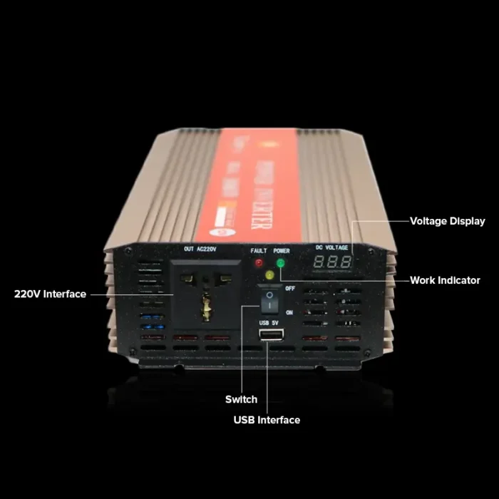 1500W Car Power Inverter 12V to 220V Ac Power Converter, LED Display, Modified Sine Wave Inverter For Laptop, Tablet, Solar System, Camping - Image 3