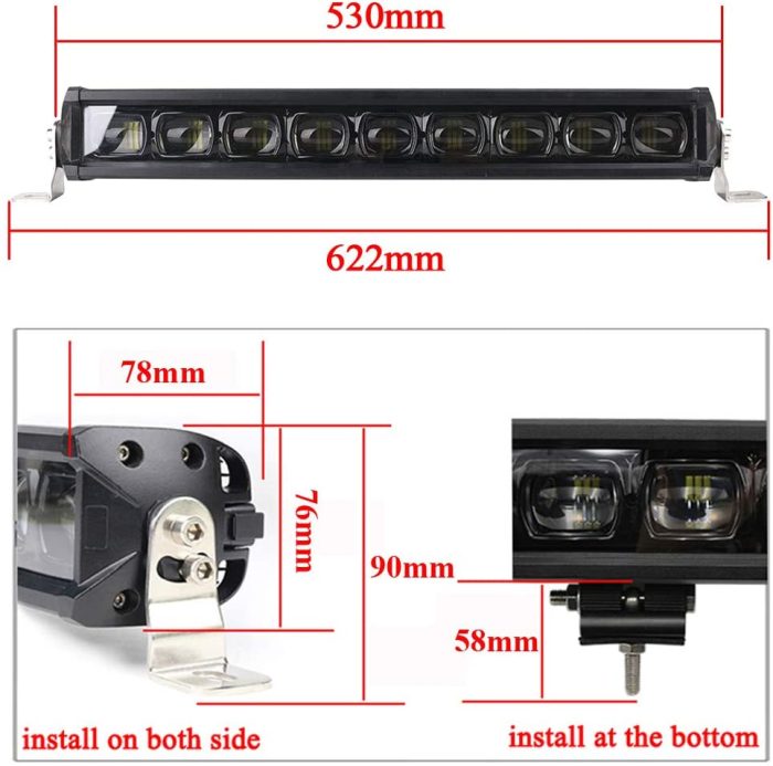 Laser TBS TGM 90W 21 Inch 6D Projector Lens LED Bull Bar Light Front Grille Driving Lamp with on/Off Wiring Harness Compatible with Offroad SUV ATV Truck Pickup Boat Jeep Wrangler JK - Image 3