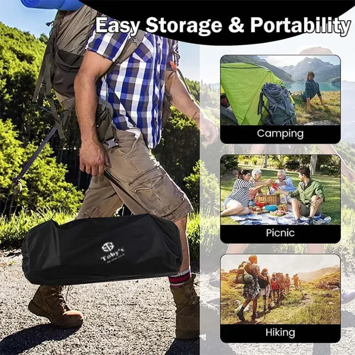 Tobys Portable Camping Table Lightweight Folding Camping Table with Carry Bag Ultralight Outdoor Folding Table Picnic Hiking Fishing Beach Khaki - Image 2
