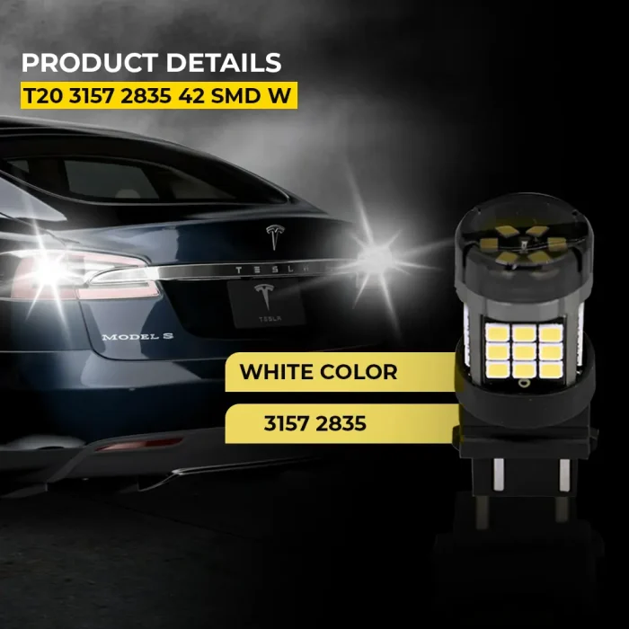 Tobys Super Bright Power T20 3157 42SMD LED Bulbs with 2835 Chip replacement for Back Up Reverse Brake Lights (White) - Image 3