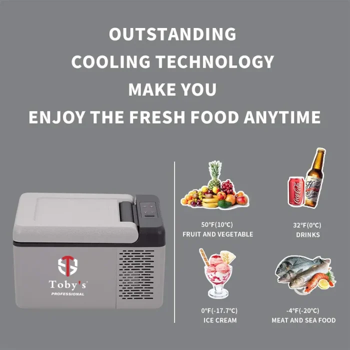 Toby's TR-9 Portable Mini Freezer 12 Volt Refrigerator 10 Quart (9 Liter) Fast Cooling 12V Car Fridge -4?~68? Car Cooler 12/24V DC for Outdoor Camping RV Truck Boat - Image 7