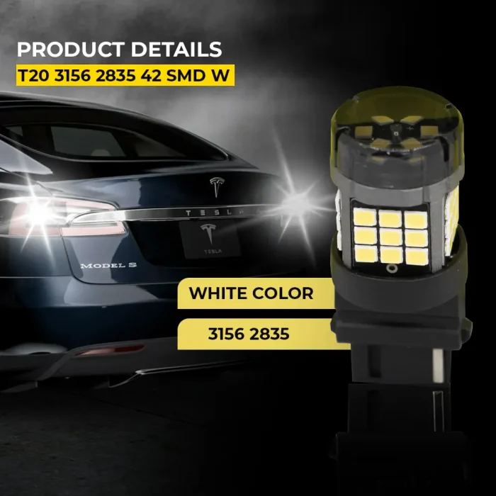 Tobys Super Bright Power T20 3156 42SMD LED Bulbs with 2835 Chip replacement for Back Up Reverse Brake Lights (White) - Image 7