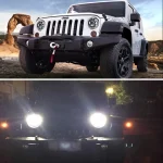 7 Inches 60W High/Low Beam Halo Angel Eyes LED Headlight With DRL Amber White, IP67 Waterproof Rating with Aluminum Housing Material - Image 4