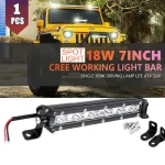18W 7 Inches Light Bar Spotlight, IP67 Waterproof Rating with Aluminum Housing Material, Applicable on Roof, Bonnet, Bumper - Image 4