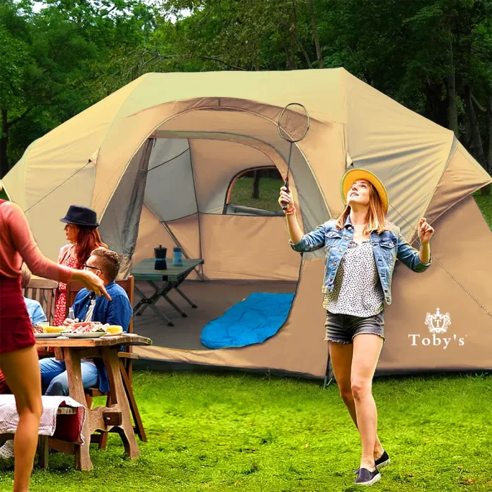 Toby's Tent 6-8 Person Camping Tents, Weather Resistant Family Tent, 2 Large Mesh Windows, Double Layer, Divided Curtain for Separated Room, Portable with Carry Bag ( Big) - Image 2