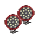 2 Piece 7 inches R 51W Red, LED Spot Light, Flood Beam LED Work Light Bar for Jeep, Truck, Car ATV SUV 4X4 Truck Driving Lamp, IP67 Waterproof Rating, and Aluminum Housing Material - Image 2