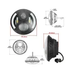 JP 7 WY, 7 inches Jeep LED Headlight Halo Angel Eyes, 60W Round Hi/Lo Beam Headlight Yellow Signal, IP67 Waterproof Rating with Aluminum Housing Material - Image 7