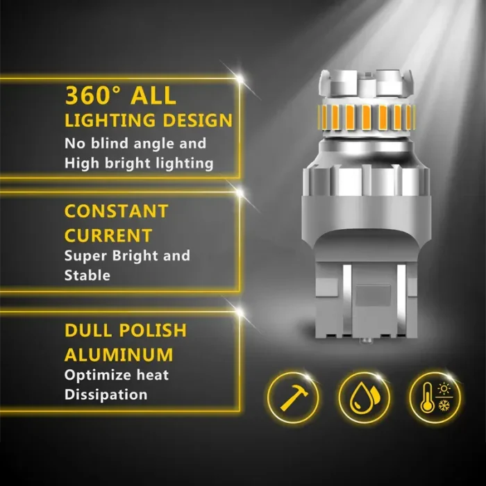 7443 23smd Amber Bulbs For Reverse Lights, Brake, Signal, Parking Lights - Image 3