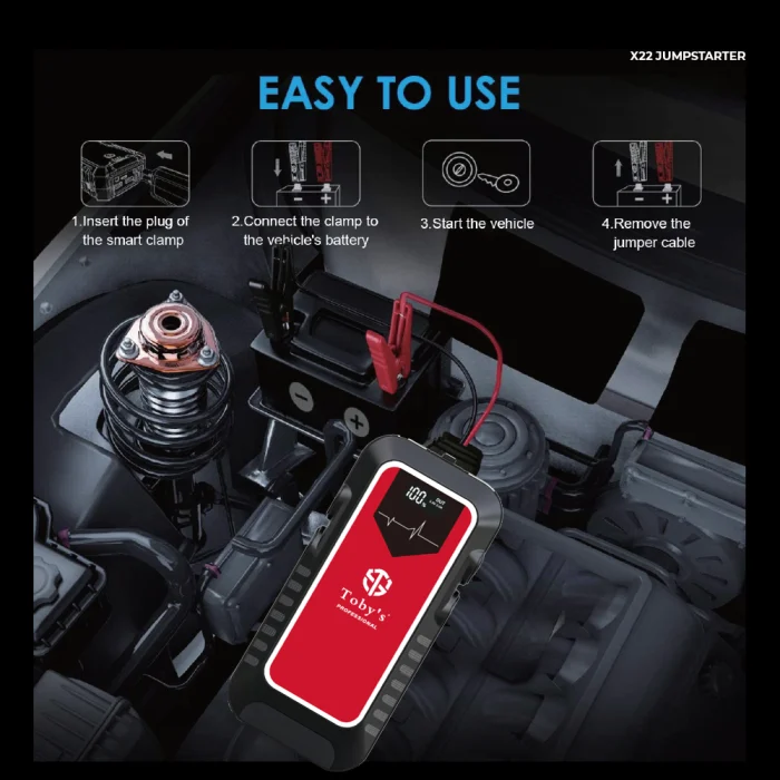 Toby's X22 16000mAh and 59.2WH Jump Starter with 2500A Peak, 30W PD Fast Charging Power Bank - Image 5