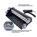 1Pcs 8 LED Car Dashboard Windshield Emergency Warning Flash Police Strobe Light with 12V Cigarette Lighter and Suction Cups - Image 3