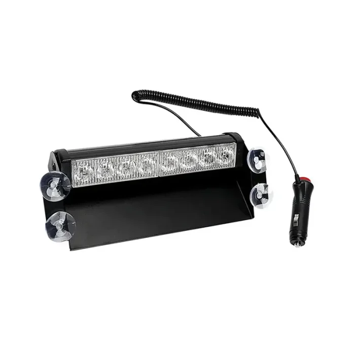8W 1Pcs 8 LED Car Dashboard Windshield Emergency Warning Flash Police Strobe Light with 12V Cigarette Lighter and Suction Cups, 6000Lm Lumens Strobe Light - Image 2