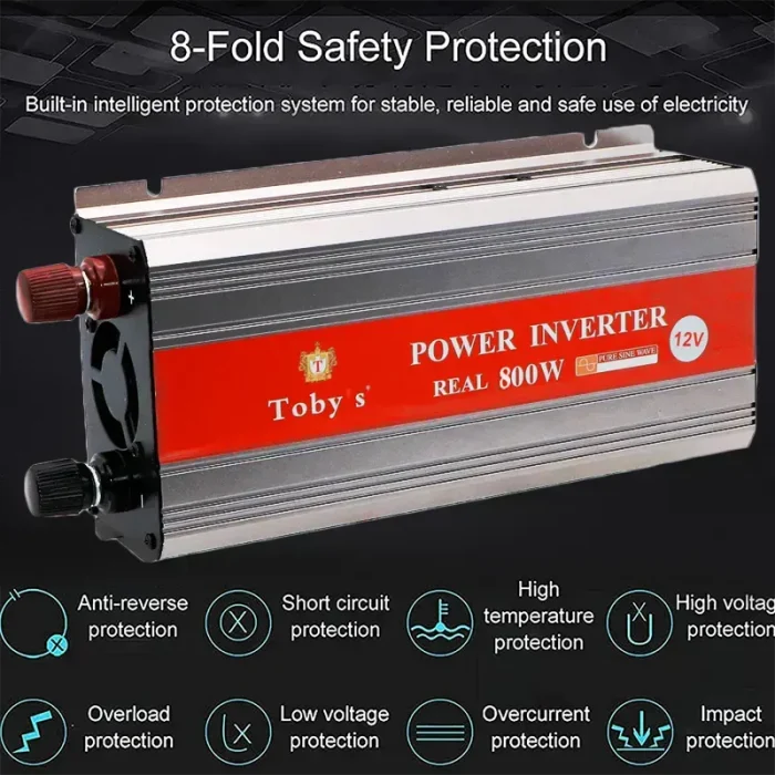 800W Car Power Inverter 12V to 220V Ac Power Converter, LED Display, Modified Sine Wave Inverter For Laptop, Tablet, Solar System, Camping - Image 2