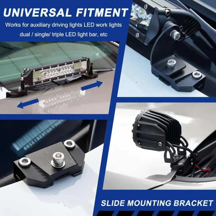 Toby's Led Light Bar Mounting Bracket Universal Hood Mount Bracket Kit Aluminum Alloy Clamp Holder (Black) - Image 8