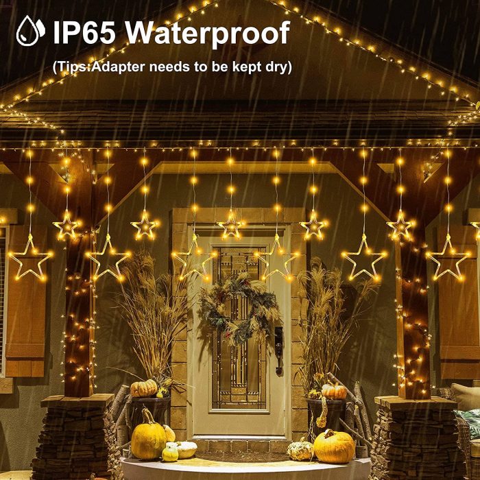 Star Curtain Lights for Bedroom 12 Stars 138 LED Window Lights with 8 Lighting Modes Fairy Twinkle Lights Connectable Waterproof Ramadan Decoration - Image 9