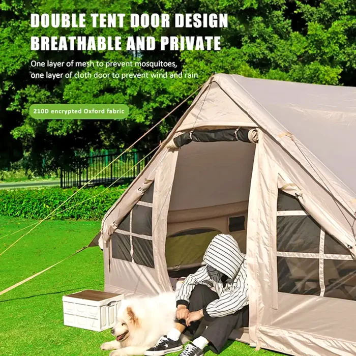 Toby's Inflatable Tent 01 Camping Tent with Pump, 4-6 Person Glamping Tents, Easy Setup 4 Season Waterproof Outdoor Oxford Tent, Luxury Cabin Tent with Mesh Windows Doors - Image 7