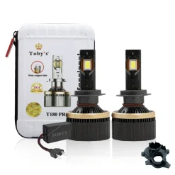 Toby's T180 Pro H7 2 Pieces 360W Original Tested LED Headlight Bulb Assembly 36000 Lumens 180W/Piece Xtreme Bright With Color Temperature 6500K