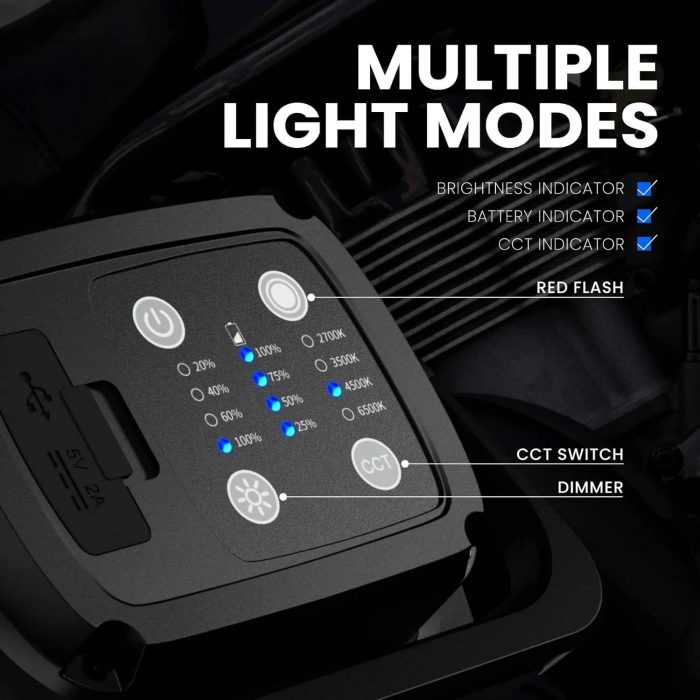 Toby's CPL-T05 Portable Magnetic COB LED Flood Work Light, Dimmable 2000Lm True Brightness, 4 Lighting Colors, with Power Bank Function for Car Repairing Construction Camping - Image 6