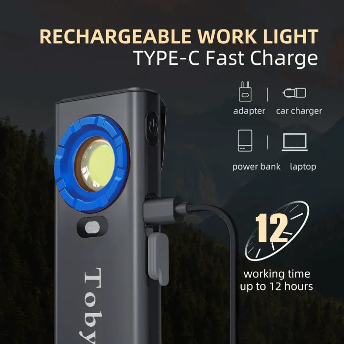 Toby's CPL-T08 1200 Lumens Rechargeable Work Light, Magnetic Work Lights LED Portable EDC Flashlight with Proximity Sensor for Car Repairing/Garage/Emergency/Camping - Image 3