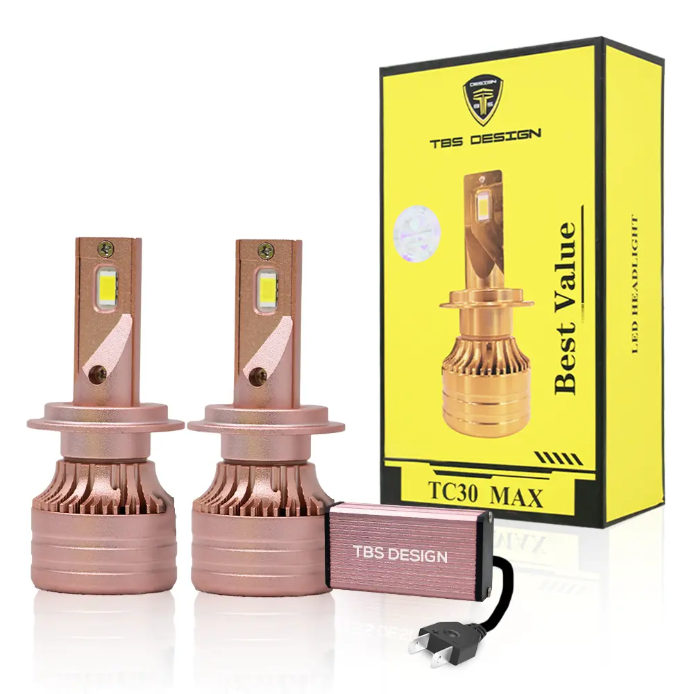 CVR-35.webp TBS DESIGN 2 Pieces TC30 MAX H7 60W/Pair LED Headlight Bulb Assembly 6000/Pair Lumens Xtreme Bright With Color Temperature 6500K - Image 1