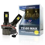 Tobys TY60 MAX H13 2 Pieces Car LED Headlight Bulbs tested 60watts Power and 6000 Lumens With Color Temperature 6500K