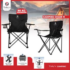 Tobys Camping Chair-11 Foldable Outdoor Camp Chair with Cup Holder