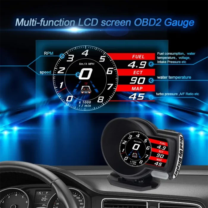 New Generation Hi-Tech Car HUD OBD2 Display OBD-II Diagnostic Tool, 6 Display Modes Car Head up Display with Safety Driving Assistant Alarm System - Image 4
