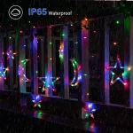 Star Moon String Lights Curtain Style Led Decor Light 8 Lighting Modes Waterproof Twinkle Fairy Light for Backyard Festivals (RGB) - Image 2