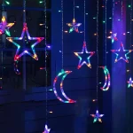 Star Moon String Lights Curtain Style Led Decor Light 8 Lighting Modes Waterproof Twinkle Fairy Light for Backyard Festivals (RGB) - Image 4
