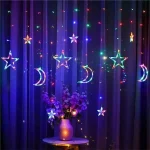 Star Moon String Lights Curtain Style Led Decor Light 8 Lighting Modes Waterproof Twinkle Fairy Light for Backyard Festivals (RGB) - Image 5