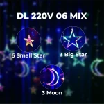 Star Moon String Lights Curtain Style Led Decor Light 8 Lighting Modes Waterproof Twinkle Fairy Light for Backyard Festivals (RGB) - Image 8