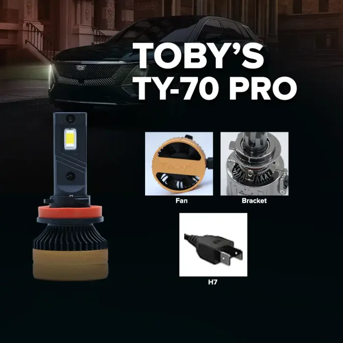 Tobys TY70 PRO H7 2 Pieces Car LED Headlight Bulbs Original 70W Power 7000 Lumens With Color Temperature 6500K - Image 4