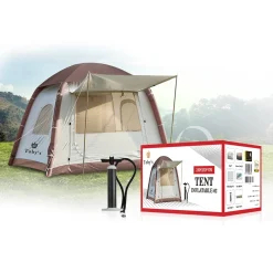 Toby's Inflatable 02 Camping Tent with Pump, 4-6 Person Glamping Tents, Easy Setup 4 Season Waterproof Outdoor Oxford Tent, Luxury Cabin Tent with Mesh Windows Doors