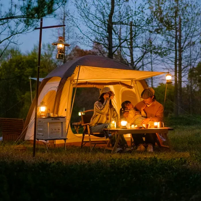 Toby's Inflatable 02 Camping Tent with Pump, 4-6 Person Glamping Tents, Easy Setup 4 Season Waterproof Outdoor Oxford Tent, Luxury Cabin Tent with Mesh Windows Doors - Image 4
