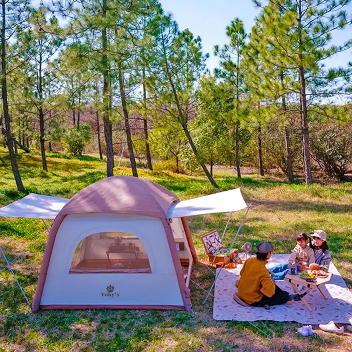 Toby's Inflatable 02 Camping Tent with Pump, 4-6 Person Glamping Tents, Easy Setup 4 Season Waterproof Outdoor Oxford Tent, Luxury Cabin Tent with Mesh Windows Doors - Image 6