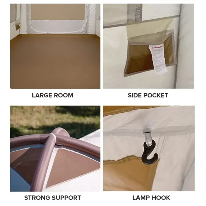 Toby's Inflatable 02 Camping Tent with Pump, 4-6 Person Glamping Tents, Easy Setup 4 Season Waterproof Outdoor Oxford Tent, Luxury Cabin Tent with Mesh Windows Doors - Image 9